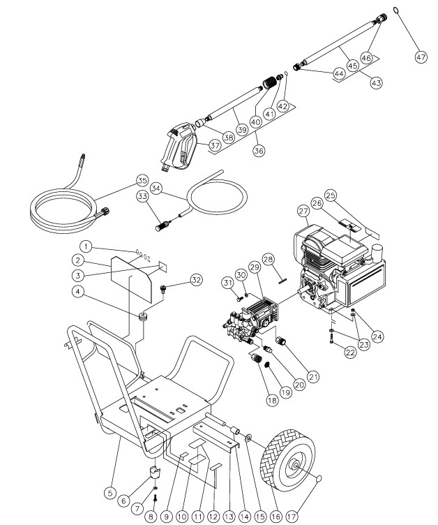 MITM WP-2003 pressure washer parts and manual